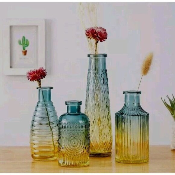 Unbranded Other - Glass Bud Vases 4-Pk Vintage/Retro/Decorative/Wedding/Baby Shower/Great Gift 🎁